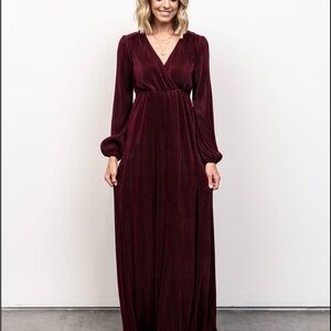 Baltic Born Venus Pleated Maxi Dress, cinched waist, Small